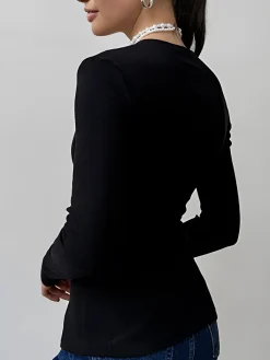 COMMENSE Cutout Panel Button Blouse* Blouses & Shirts|Tops