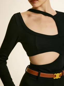 COMMENSE Cutout Piping Plain T-Shirt* T-shirts|Tops