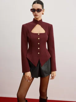 COMMENSE Cutout Slim Blazer With Shoulder Pads* Outerwear|Blazers