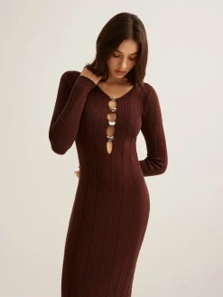 COMMENSE Cutout Slim Sweater Long Dress* Sweater Dresses|Work Dresses