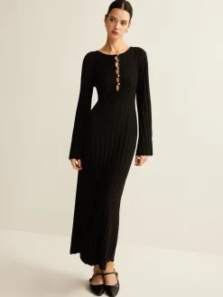 COMMENSE Cutout Soft Sweater Dress* Black Dresses|Sweater Dresses