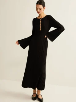 COMMENSE Cutout Soft Sweater Dress* Black Dresses|Sweater Dresses