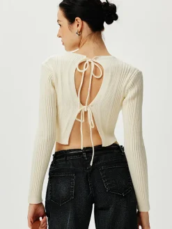 COMMENSE Cutout Tie Back Knit Cardigan* Cardigans|Sweaters & Cardigans