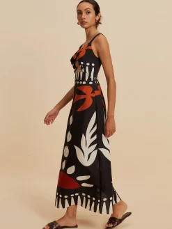COMMENSE Cutout Zipper Sleeveless Floral Dress* Black Dresses|Floral Dresses