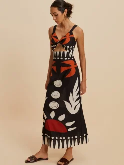 COMMENSE Cutout Zipper Sleeveless Floral Dress* Black Dresses|Floral Dresses