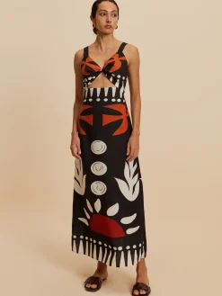 COMMENSE Cutout Zipper Sleeveless Floral Dress* Black Dresses|Floral Dresses