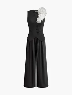 COMMENSE 3D Flower Button Vest* Vests|Outerwear