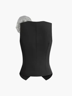 COMMENSE 3D Flower Button Vest* Vests|Outerwear