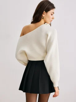 COMMENSE 3D Flower Cold-Shoulder Sweater* Sweater Tops|Sweaters & Cardigans