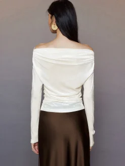 COMMENSE 3D Flower Off-Shoulder Jersey Top* T-shirts