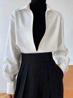 COMMENSE Deep V-Neck Polo Shirt* Blouses & Shirts|Tops