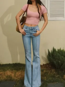 COMMENSE Denim Pockets Flare Jeans* Jeans|Pants