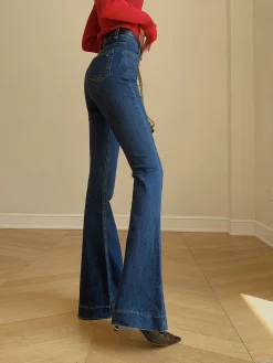 COMMENSE Denim Slim Bootcut Jeans Without Belt* Jeans|Pants