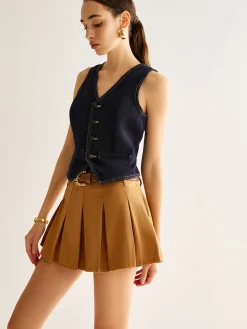 COMMENSE Denim Vest With Back Belt* Outerwear|Vests