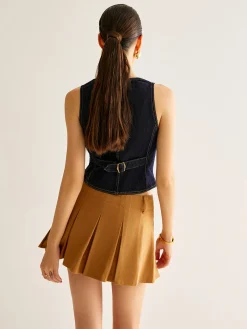 COMMENSE Denim Vest With Back Belt* Outerwear|Vests