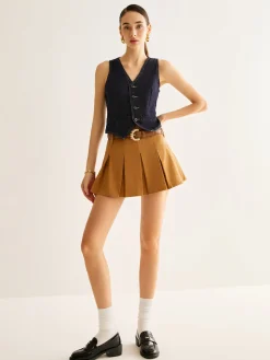 COMMENSE Denim Vest With Back Belt* Outerwear|Vests