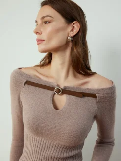 COMMENSE Detachable Belt Cinched Knit Top* Sweater Tops|Sweaters & Cardigans