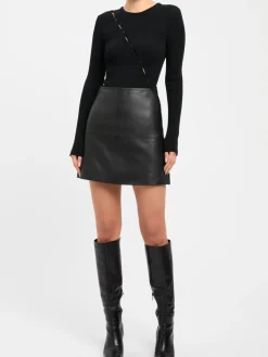 COMMENSE Diagonal Buttoned Keyhole Long Sleeve Top* Sweater Tops|T-shirts