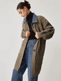 COMMENSE Diamond Stitch Knitting Longline Cardigan* Cardigans|Sweater Tops