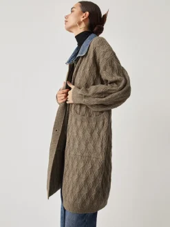 COMMENSE Diamond Stitch Knitting Longline Cardigan* Cardigans|Sweater Tops