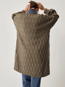 COMMENSE Diamond Stitch Knitting Longline Cardigan* Cardigans|Sweater Tops