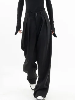COMMENSE Double Buttons Wide Leg Dress Pants* Wide Leg|Pants