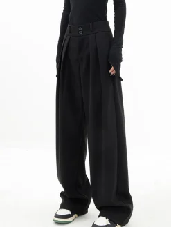 COMMENSE Double Buttons Wide Leg Dress Pants* Wide Leg|Pants