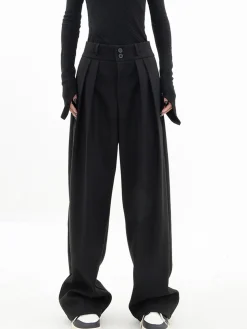 COMMENSE Double Buttons Wide Leg Dress Pants* Wide Leg|Pants