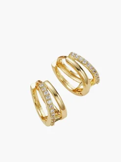 COMMENSE Double Hoop Rhinestone Earrings* Earrings|Accessories