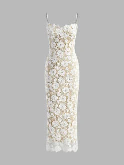 COMMENSE Double Layer Lace Cami Dress* White Dresses|Casual Dresses