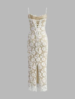 COMMENSE Double Layer Lace Cami Dress* White Dresses|Casual Dresses