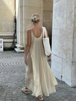 COMMENSE Double Layers V-neck Long Dress* Casual Dresses|Vacation Dresses