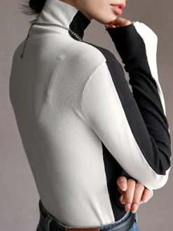 COMMENSE Double Sided Colorblock Long Sleeve Top* T-shirts|Tops