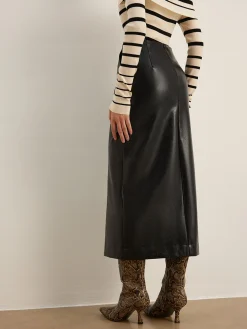 COMMENSE Double Sided Split Faux Leather Skirt* Skirts|Bottoms