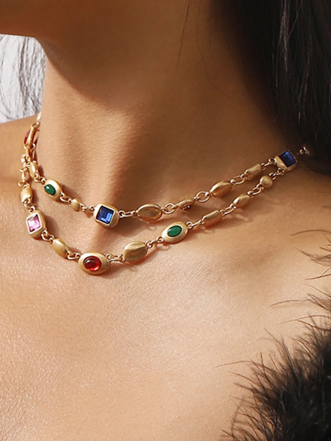 COMMENSE Double-Layer Colorful Beaded Necklace* Necklaces|Accessories