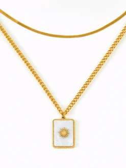 COMMENSE Double-Layer Shell Sun Necklace* Necklaces|Accessories
