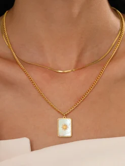 COMMENSE Double-Layer Shell Sun Necklace* Necklaces|Accessories