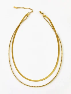 COMMENSE Double-Layer Snake & Twist Chain Necklace* Necklaces|Accessories