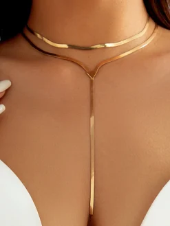 COMMENSE Double-Layer Snake Tassel Necklace* Necklaces|Accessories