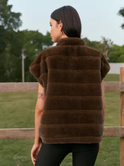 COMMENSE Double-Sided Drawstring Zipper Minky Vest* Vests|Outerwear
