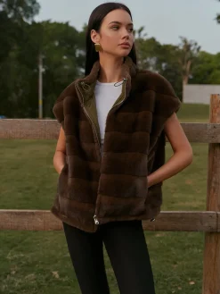 COMMENSE Double-Sided Drawstring Zipper Minky Vest* Vests|Outerwear