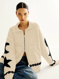 COMMENSE Double-Zip Pockets Lapel Cardigan* Cardigans|Sweaters & Cardigans