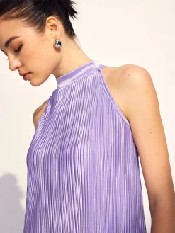COMMENSE Draped Halter Pleated Short Dress* Summer Dresses|Short Dresses