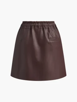 COMMENSE Drawstring Faux Leather Skirt* Skirts|Bottoms