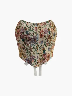COMMENSE Drawstring Floral Corset* Corset Tops|Tops
