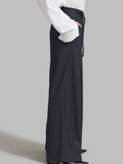 COMMENSE Drawstring Pinstripe Wide-Leg Pants* Pants|Bottoms