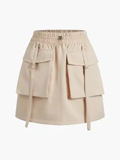 COMMENSE Drawstring Pockets Cargo Mini Skirt* Skirts|Bottoms