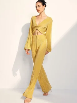 COMMENSE Drawstring Puff Sleeve Pants Set* Pants Sets|Matching Sets