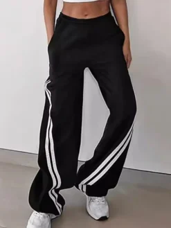 COMMENSE Drawstring Side Contrast Striped Pants* Pants|Bottoms