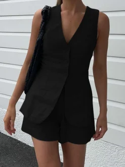 COMMENSE Drawstring Split Casual Shorts Set* Shorts Sets|Shorts